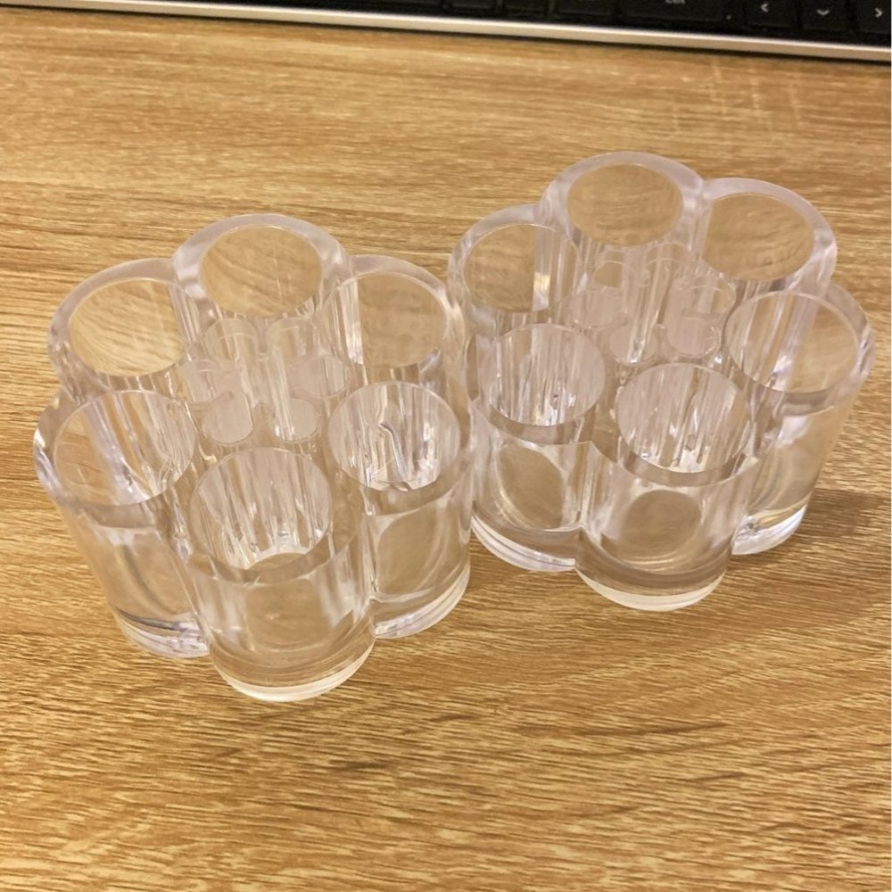 Two acrylic cosmetic organizers